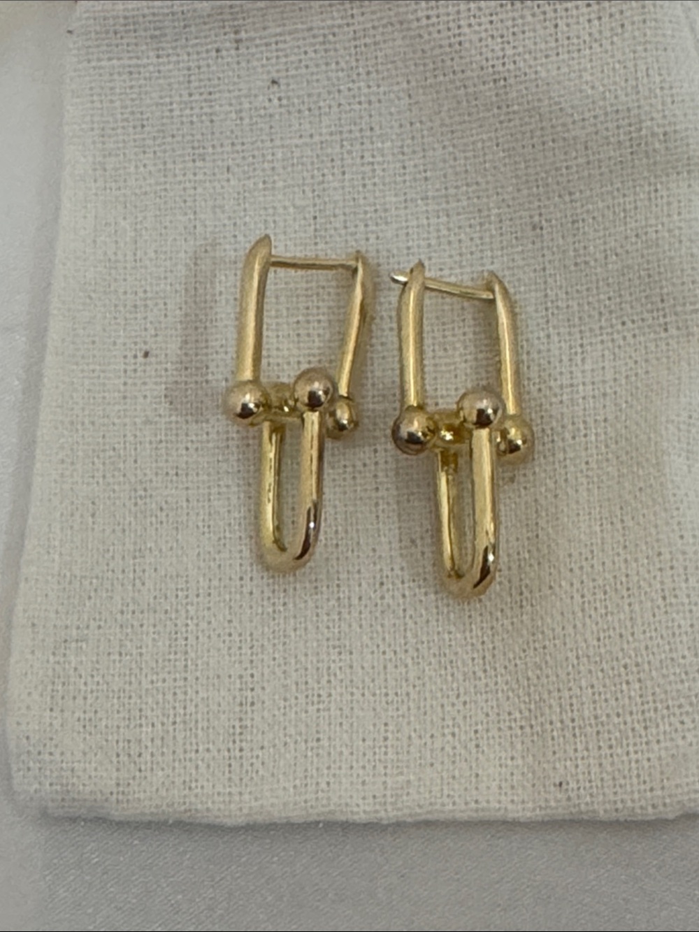 Gold Tone Modern Link Drop Earrings